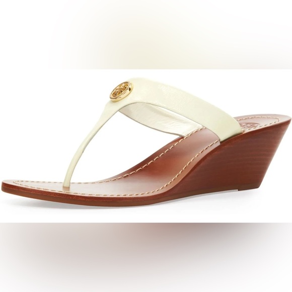 Tory Burch Shoes - Tory Burch Cameron Ivory Wedge Sandals Size 5